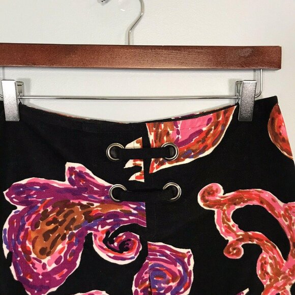 Etcetera Womens Floral Print Skirt Black Multicolor Size 0 Cotton & Spandex - Picture 2 of 4